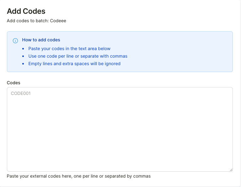 External codes — step 4