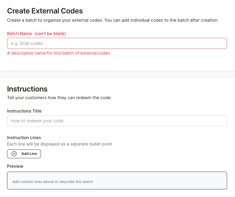 External codes — step 2